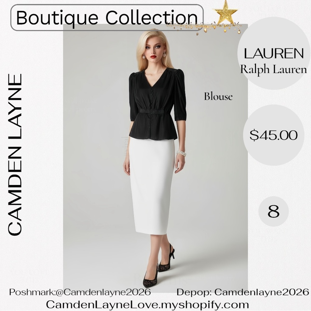 Ralph Lauren Women's Elegant Black Velvet Button Down Blouse - Picture 5 of 7